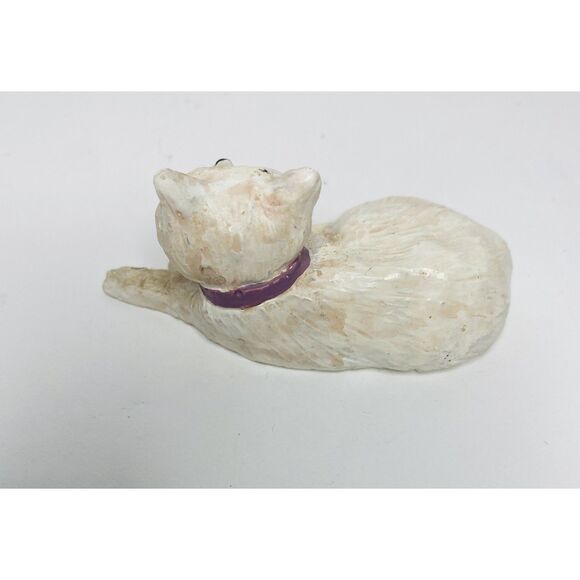 Vintage White Cat with Ribbon Decorative Figurine - Picture 4 of 6